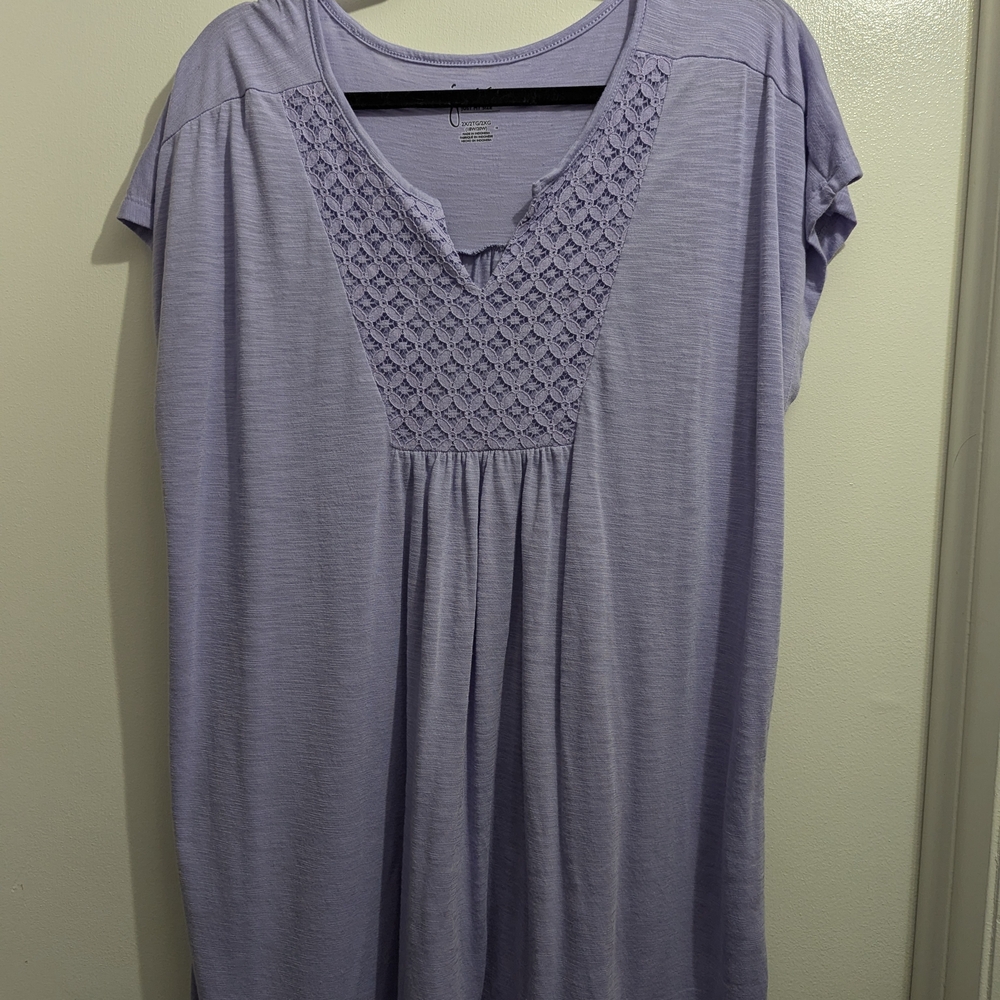 Just My Size Light Lavender Crochet Yoke Tunic